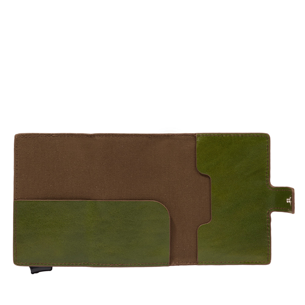 Porta Carte con Clip THE BRIDGE linea Story in Pelle Verde con RFID Porta Carte con Clip THE BRIDGE linea Story in Pelle Verde con RFID