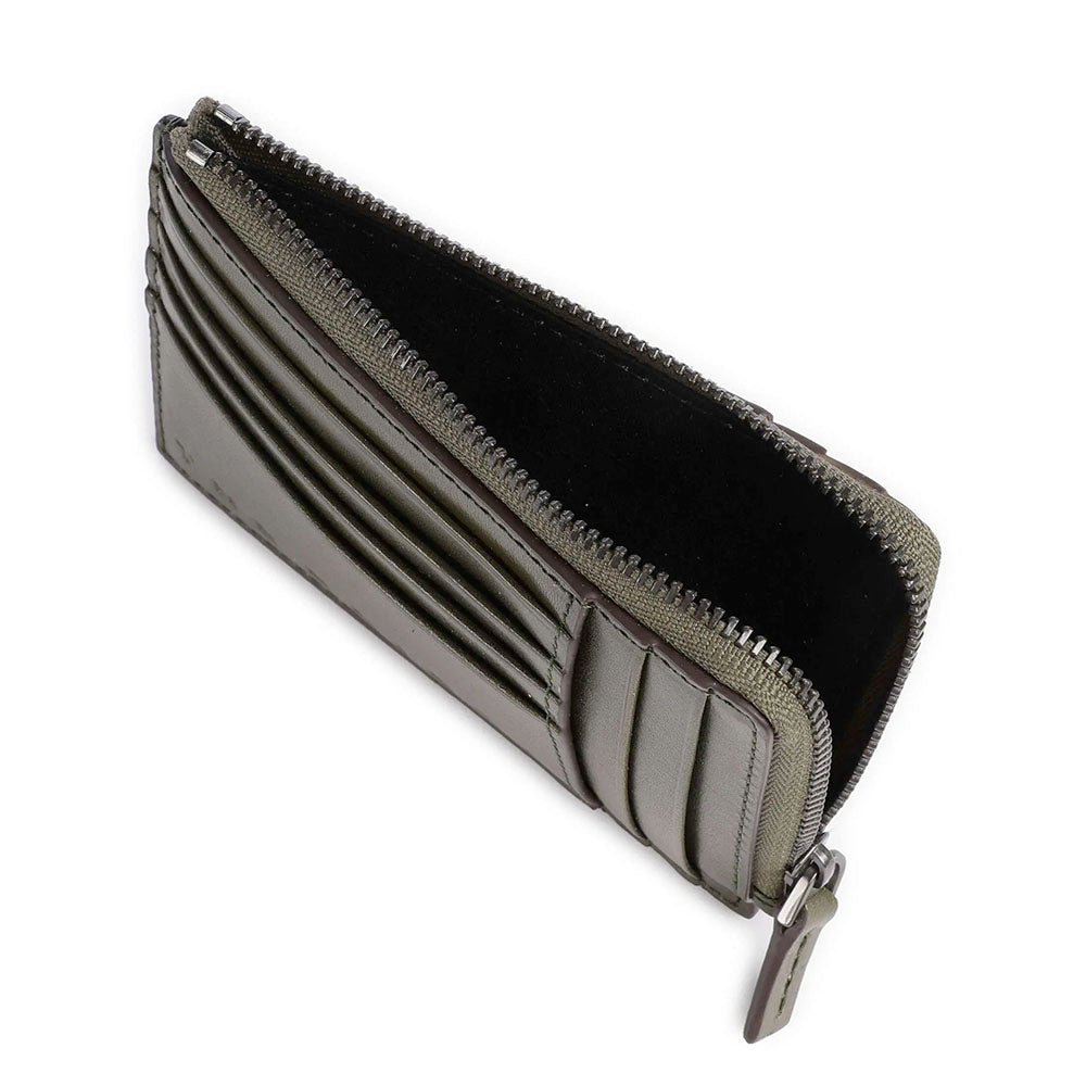 Portafoglio Uomo Portacarte con Zip THE BRIDGE linea Giacomo in Pelle Verde Timo