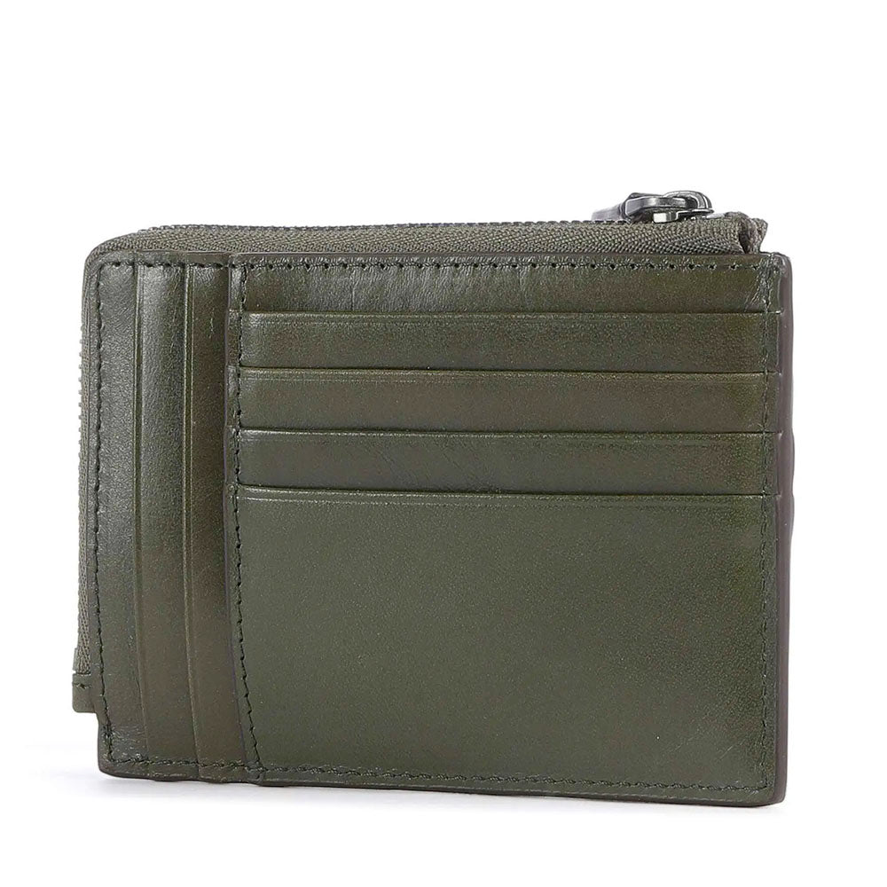 Portafoglio Uomo Portacarte con Zip THE BRIDGE linea Giacomo in Pelle Verde Timo