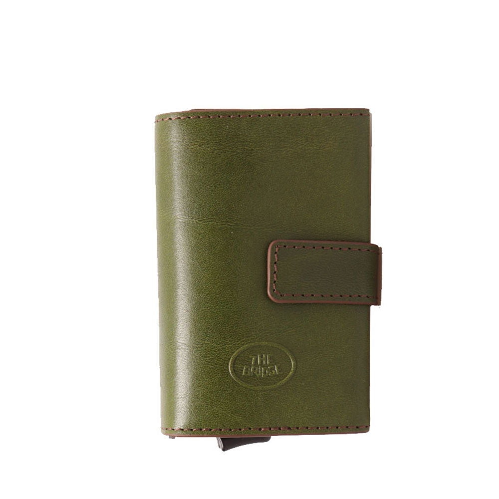 Porta Carte Doppio con Clip THE BRIDGE linea Story in Pelle Verde con RFID