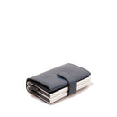 Porta Carte Doppio con Clip THE BRIDGE linea Story in Pelle Blu con RFID