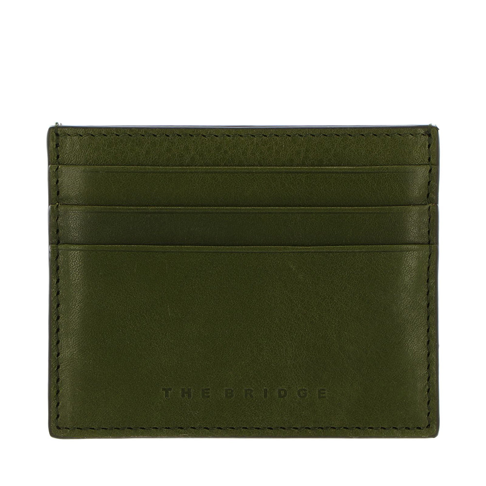 Portacarte Uomo THE BRIDGE linea Ettore in Pelle Verde Cipresso