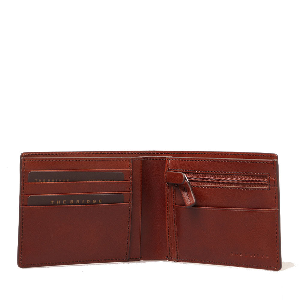 Portafoglio Uomo con Portamonete con Zip THE BRIDGE linea Filippo in Pelle Marrone