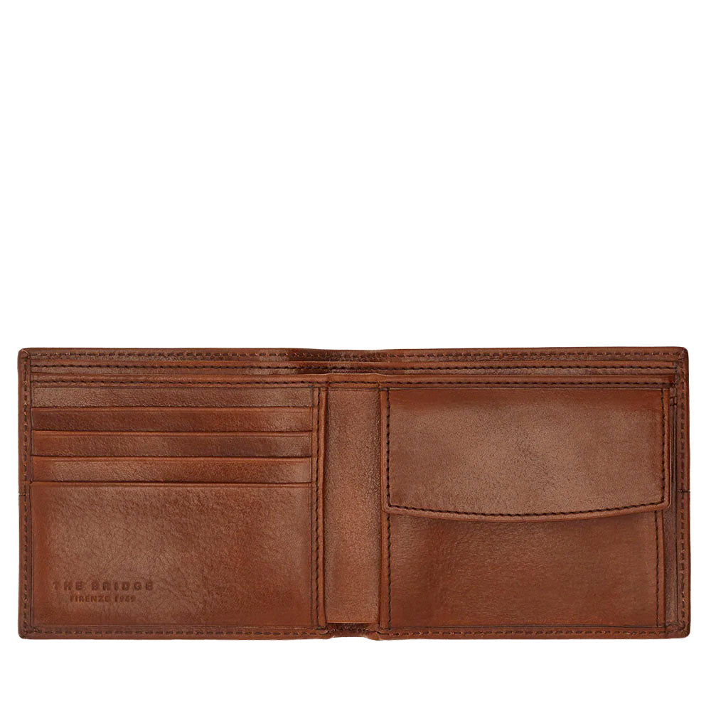Portafoglio Uomo Piccolo con Portamonete THE BRIDGE linea Vespucci in Pelle Marrone