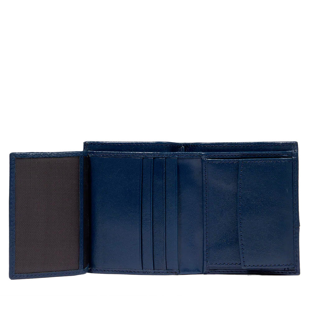 Portafoglio Uomo Verticale con Pattina e Portamonete THE BRIDGE linea Damiano in Pelle Blu