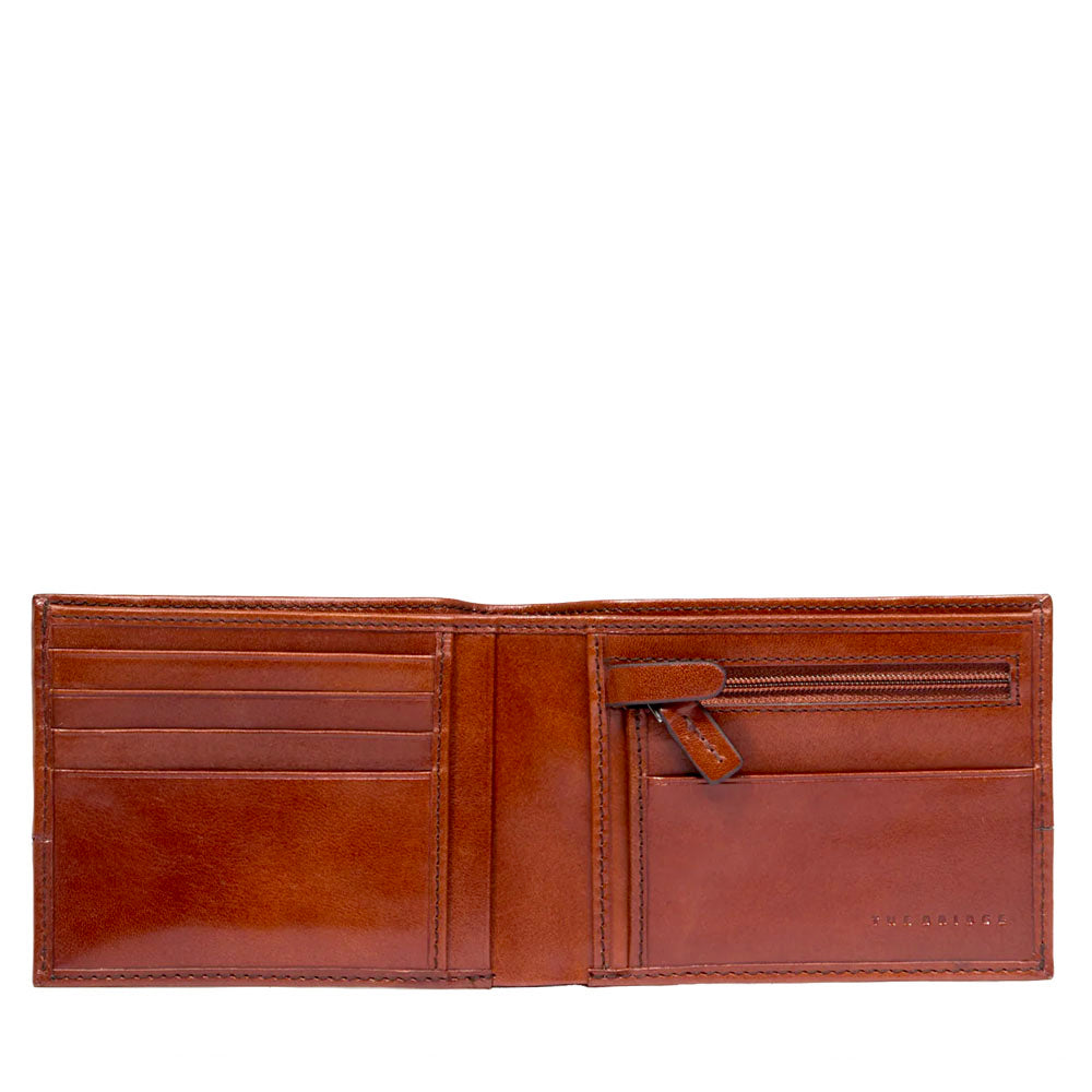 Herrenbrieftasche mit Geldbörse THE BRIDGE Damiano-Linie aus braunem Leder