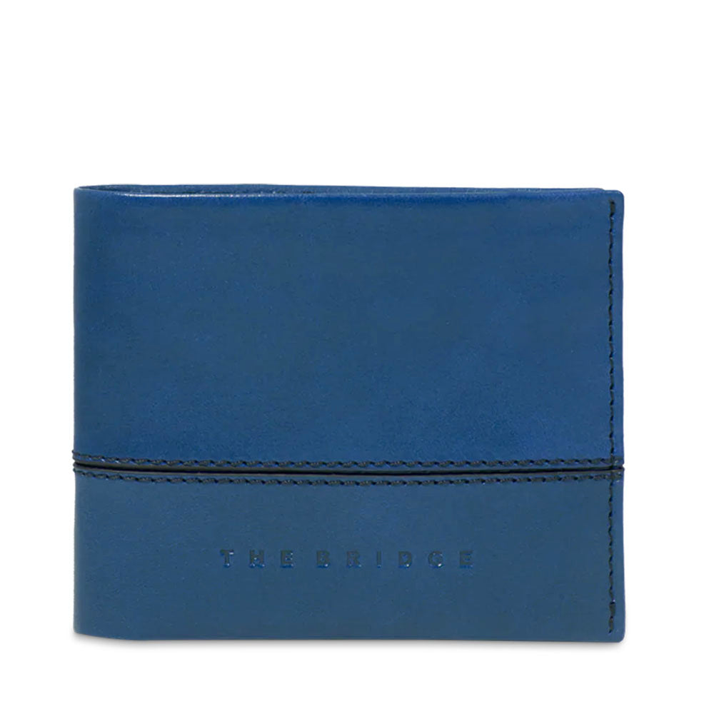 Portafoglio Uomo Piccolo Portacarte THE BRIDGE linea Damiano in Pelle Blu Oltreoceano