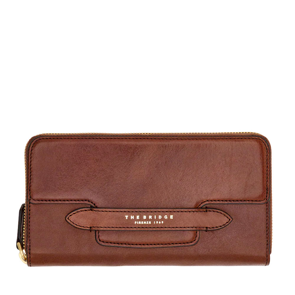 Portafoglio Donna Zip Around THE BRIDGE linea Lucrezia in Pelle Marrone