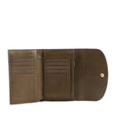 THE BRIDGE Camilla Linie Mittlere Damen-Geldbörse mit Knopf und Armband aus olivgrünem Leder