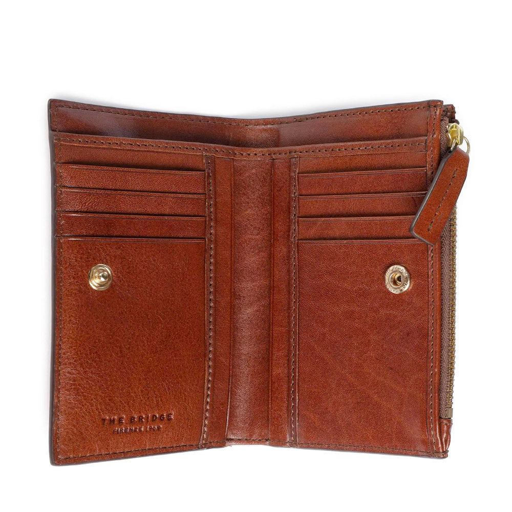 Portafoglio Donna Medio con Bottone THE BRIDGE linea Story in Pelle Marrone