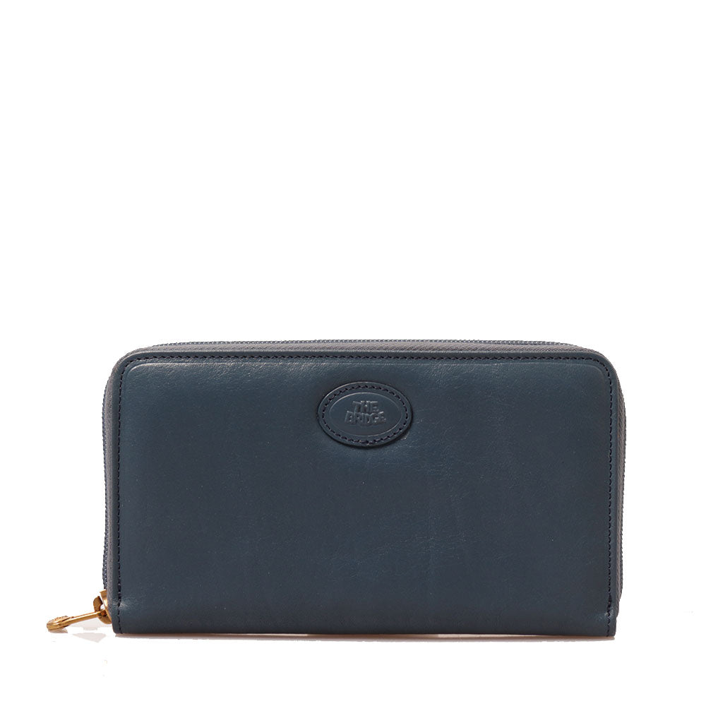 Portafoglio Donna Zip Around THE BRIDGE linea Story in Pelle Blu Pioggia