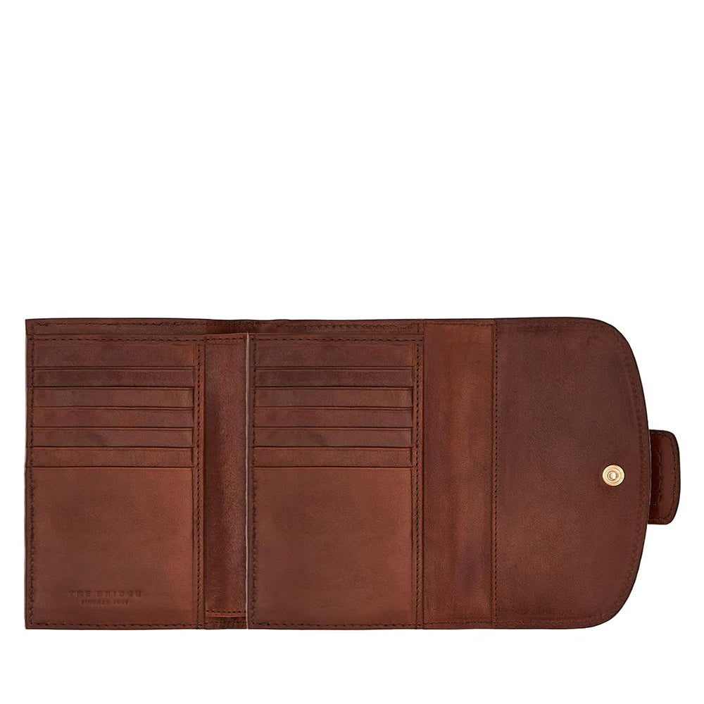 Kleine Damenbrieftasche mit Knopf THE BRIDGE Bice Brown-Linie