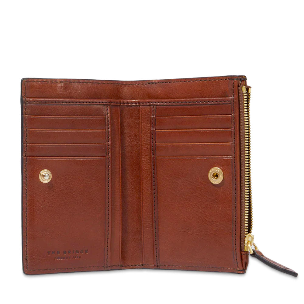 Portafoglio Donna con Bottone THE BRIDGE linea Lucrezia in Pelle Marrone