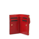 Damen-Geldbörse mit Knopf THE BRIDGE Lucrezia-Linie aus Flamenco-Rot-Leder