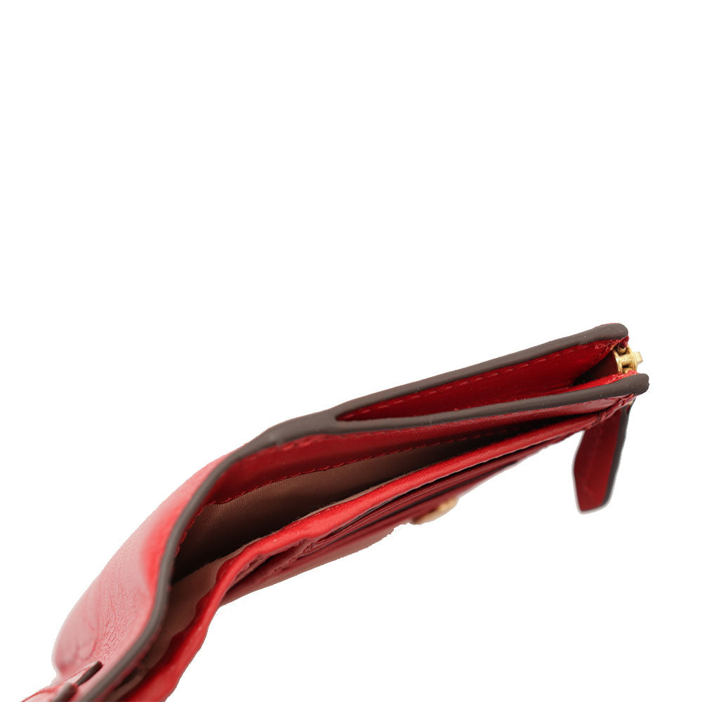 Damen-Geldbörse mit Knopf THE BRIDGE Lucrezia-Linie aus Flamenco-Rot-Leder