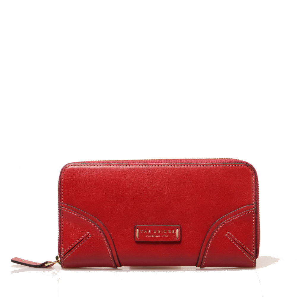 Portafoglio Donna Zip Around THE BRIDGE linea Matilde in Pelle Rossa