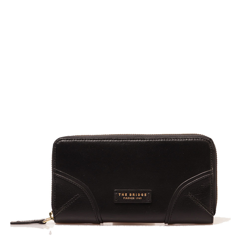 Portafoglio Donna Zip Around THE BRIDGE linea Matilde in Pelle Nera