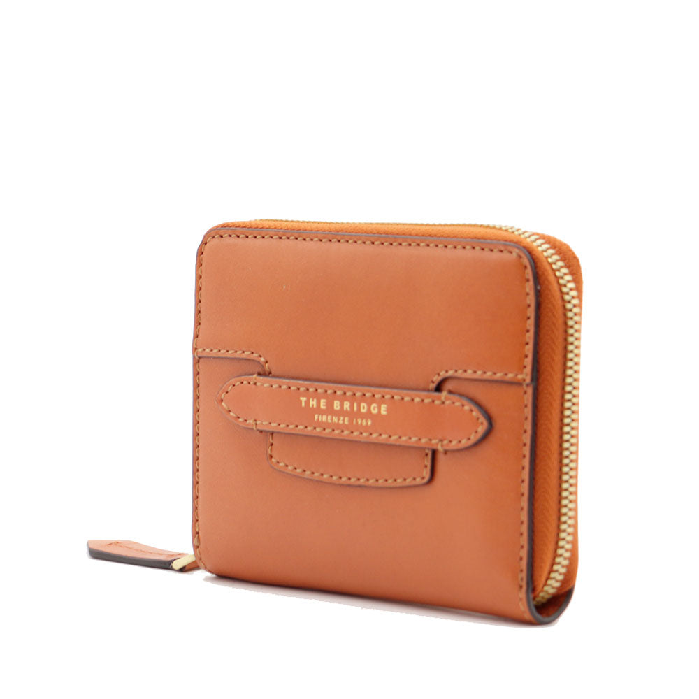 Portafoglio Donna Piccolo Zip Around THE BRIDGE linea Lucrezia in Pelle Arancio