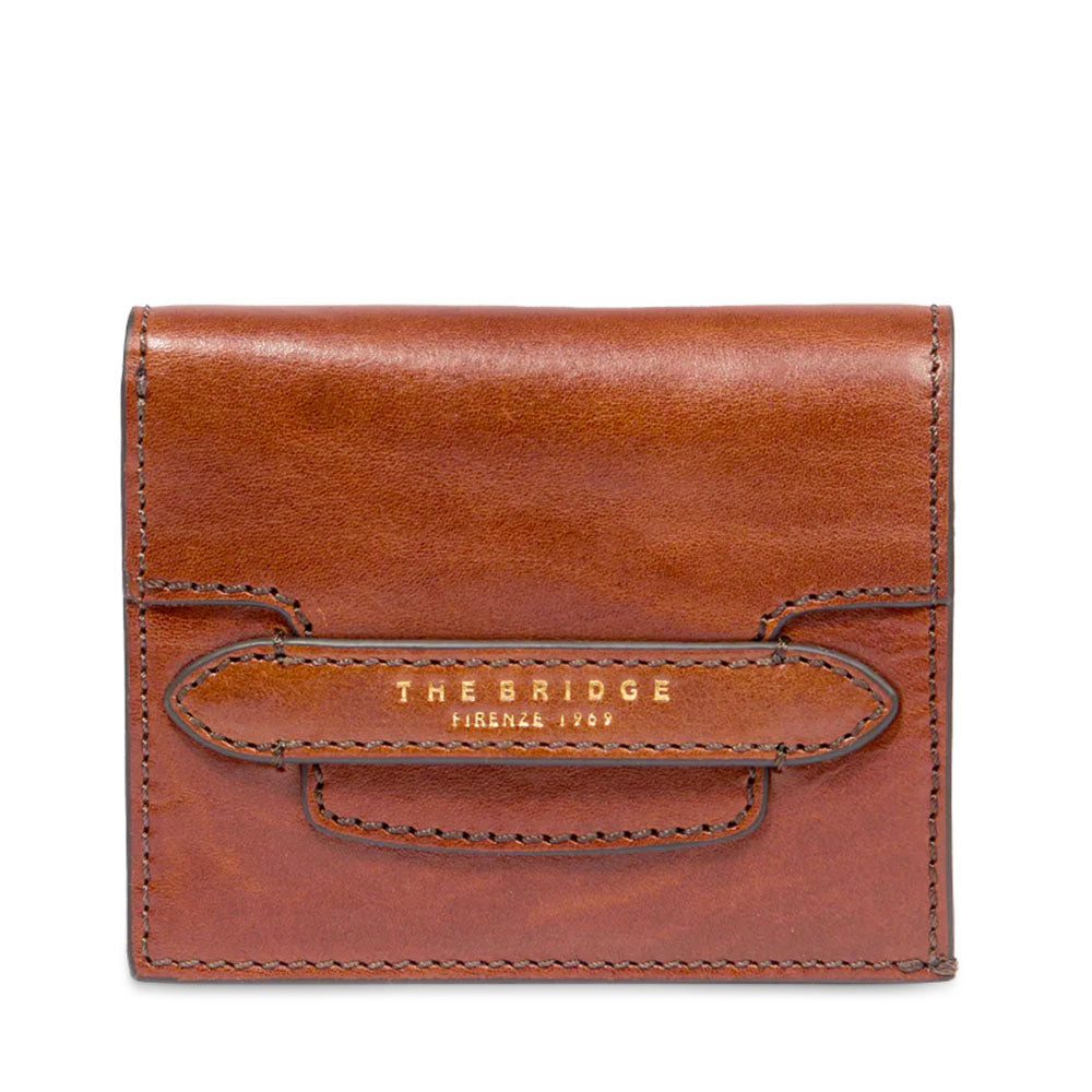 Portafoglio Piccolo con Bottone THE BRIDGE linea Lucrezia in Pelle Marrone