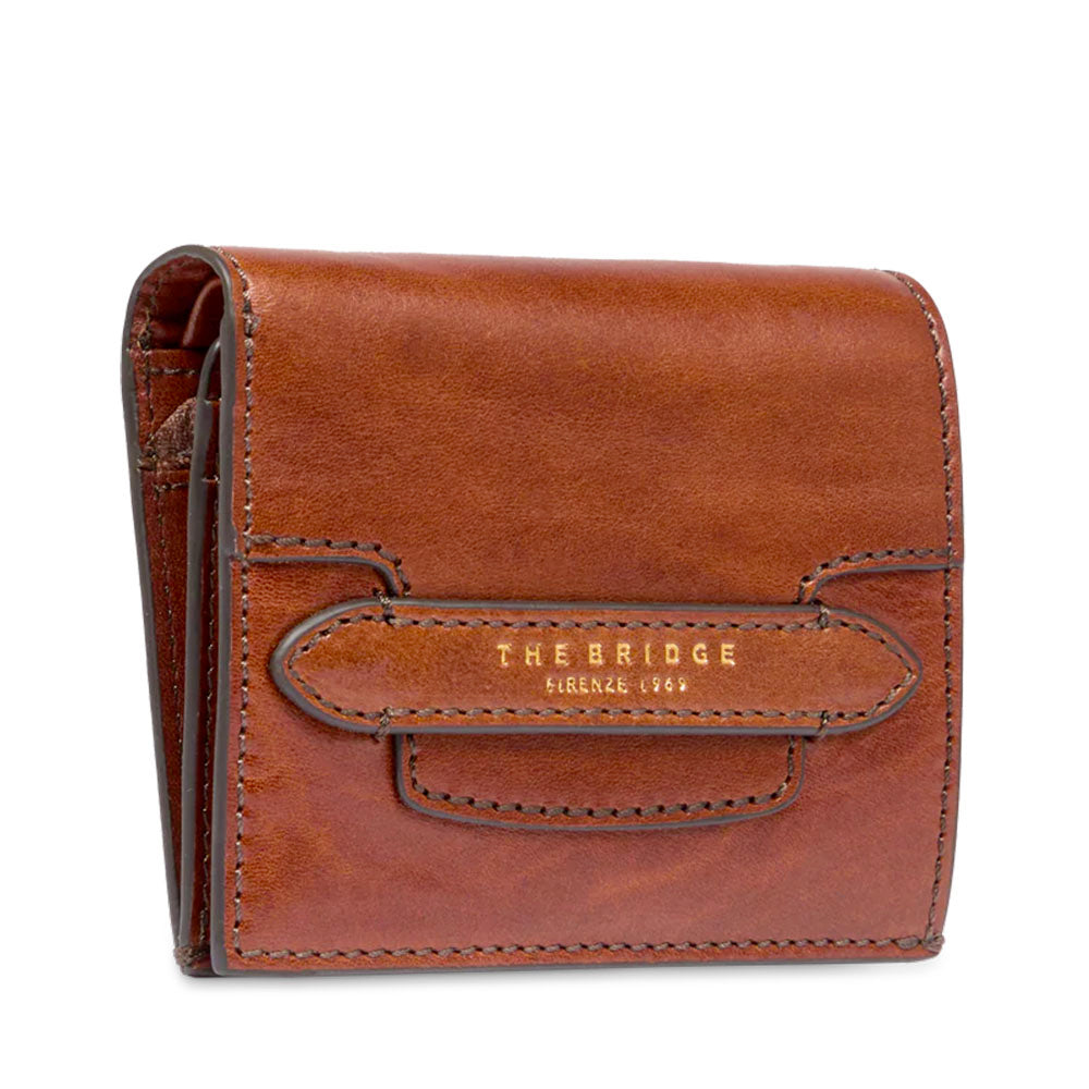 Portafoglio Piccolo con Bottone THE BRIDGE linea Lucrezia in Pelle Marrone