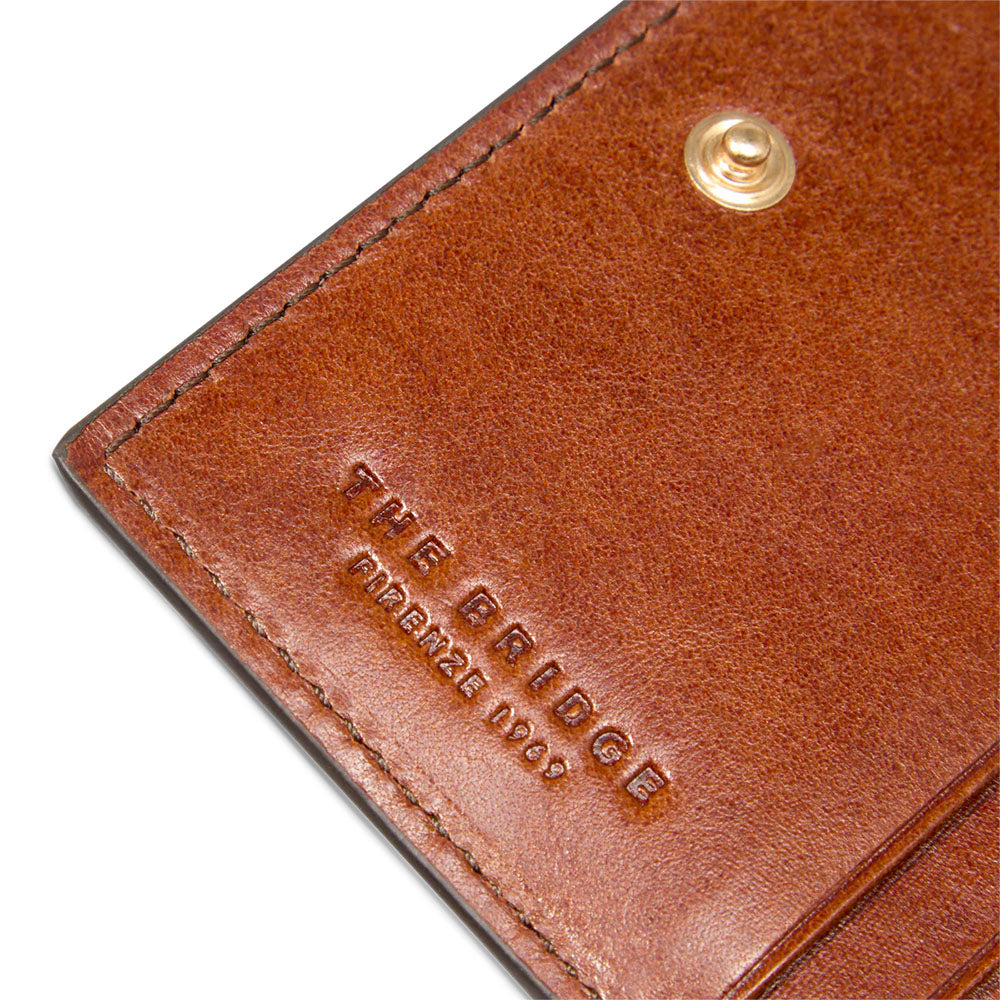 Portafoglio Piccolo con Bottone THE BRIDGE linea Lucrezia in Pelle Marrone