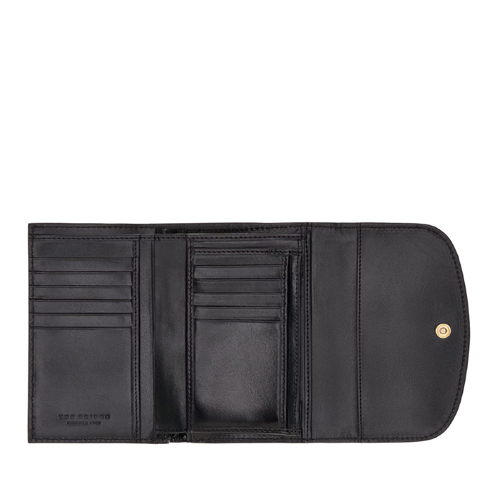 Damenbrieftasche mit Knopf THE BRIDGE Bettina-Linie aus schwarzem Leder