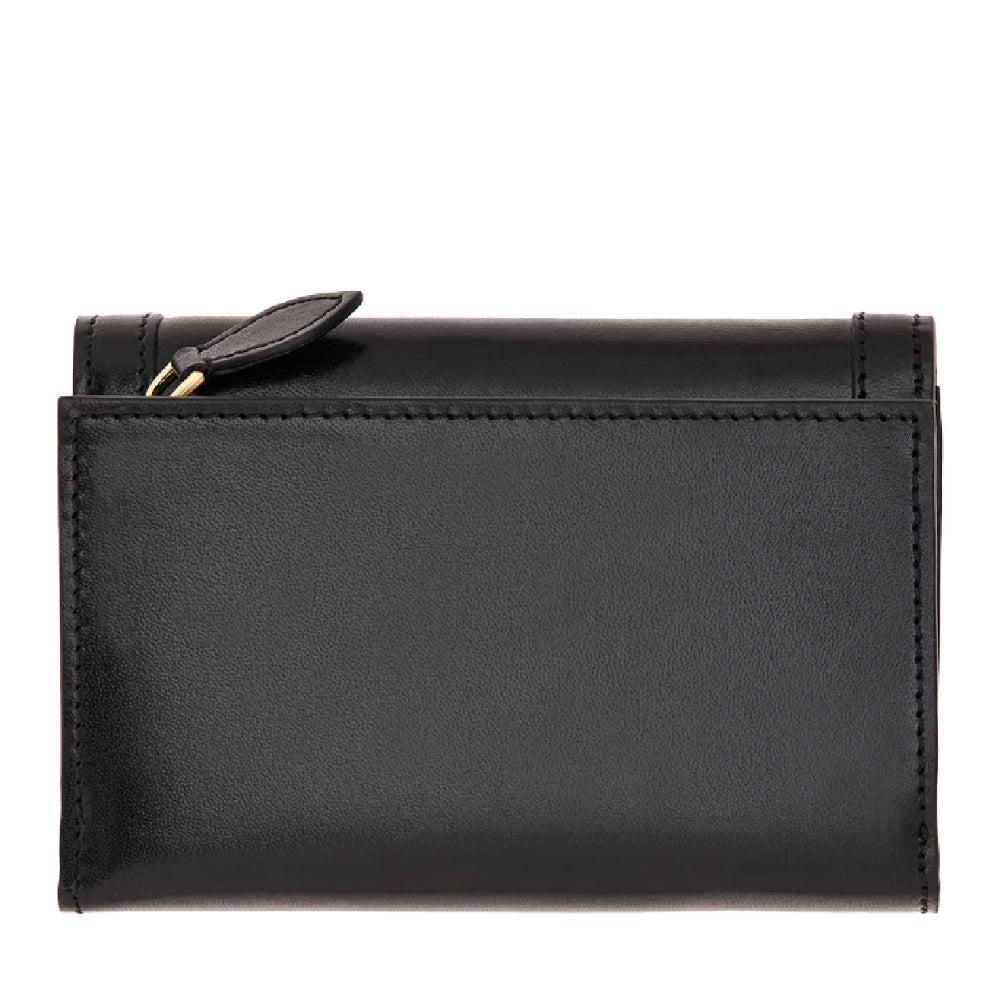 Damenbrieftasche mit Knopf THE BRIDGE Bettina-Linie aus schwarzem Leder