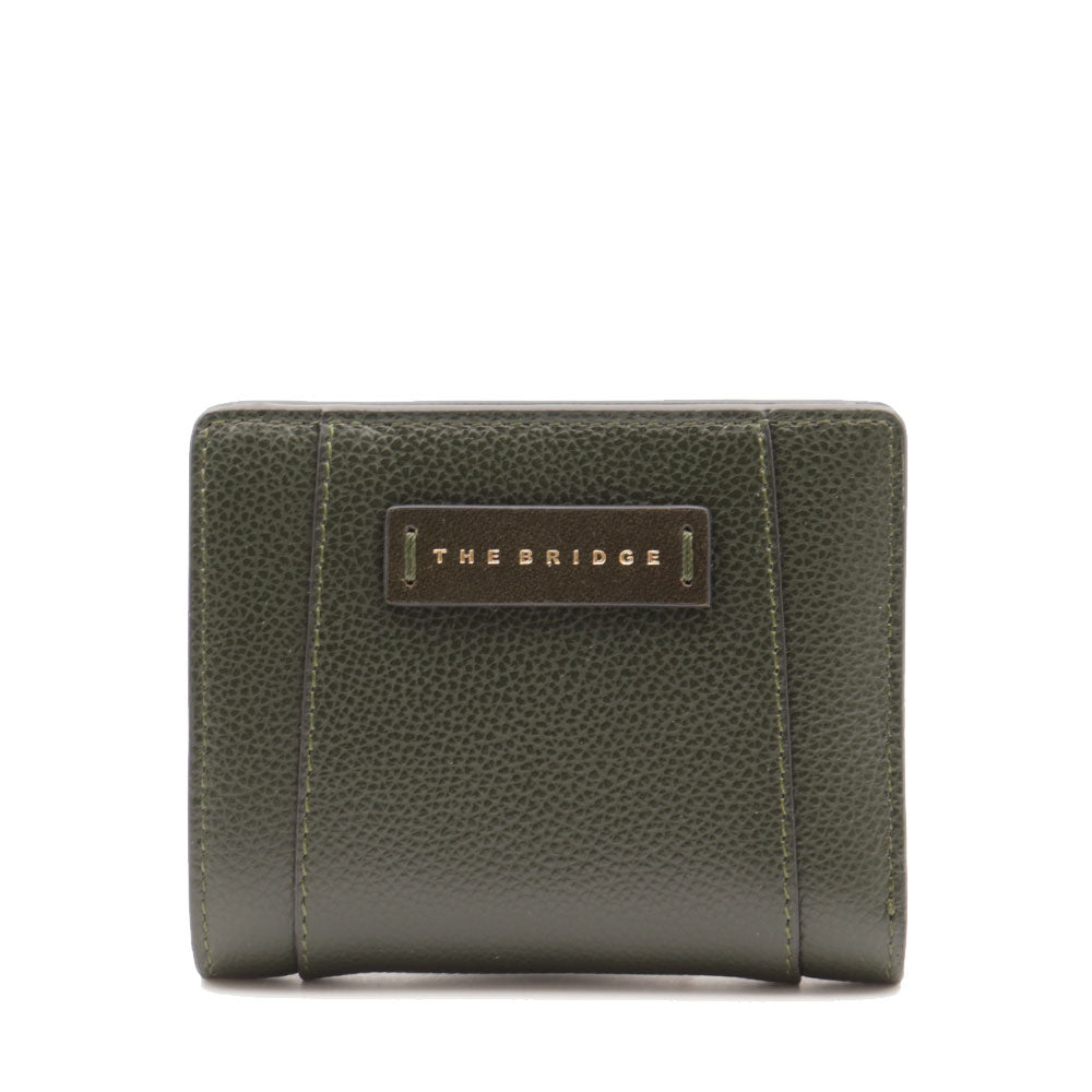 Portafoglio Donna Piccolo con Bottone THE BRIDGE linea Ines in Pelle Verde Tirolo