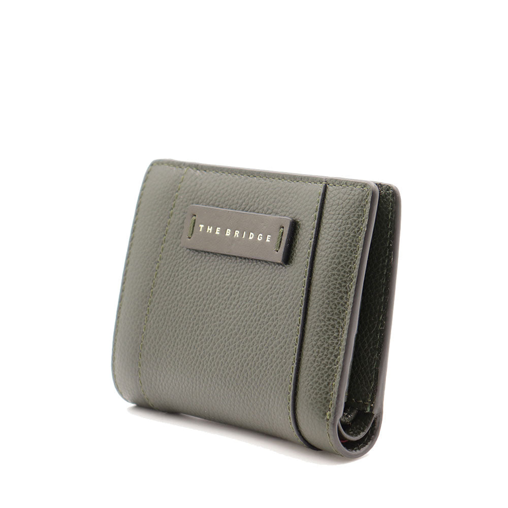 Portafoglio Donna Piccolo con Bottone THE BRIDGE linea Ines in Pelle Verde Tirolo