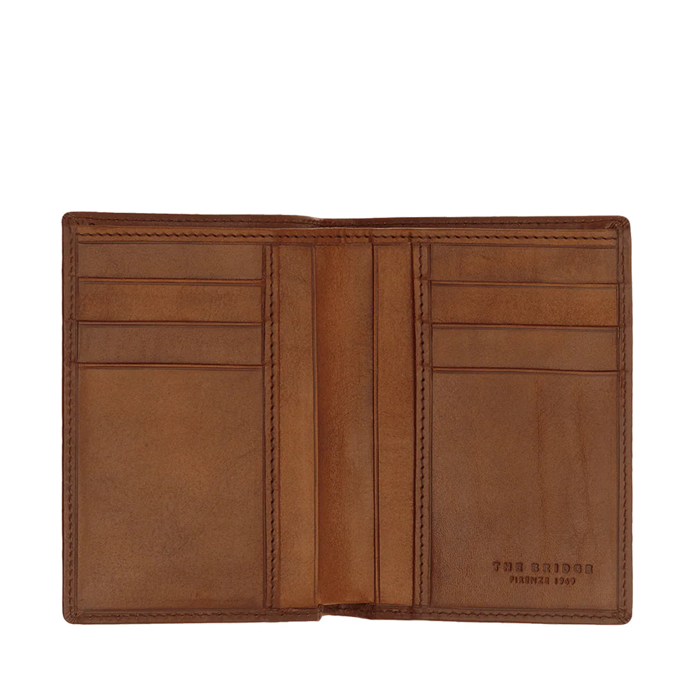 Portafoglio Verticale Portacarte THE BRIDGE In Pelle Marrone linea Story Made in Italy