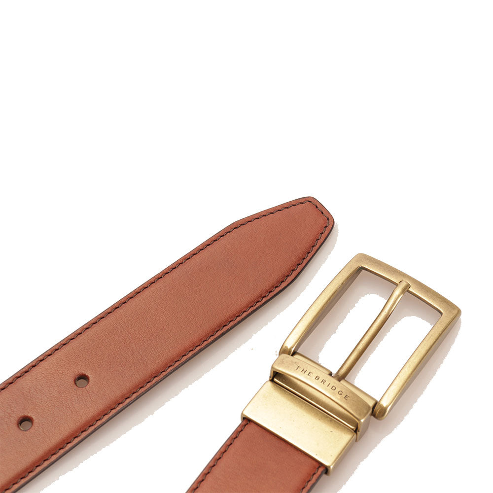 Double Face Herrengürtel H 3,5 cm THE BRIDGE Brunelleschi-Linie aus braunem und schwarzem Leder 110 cm