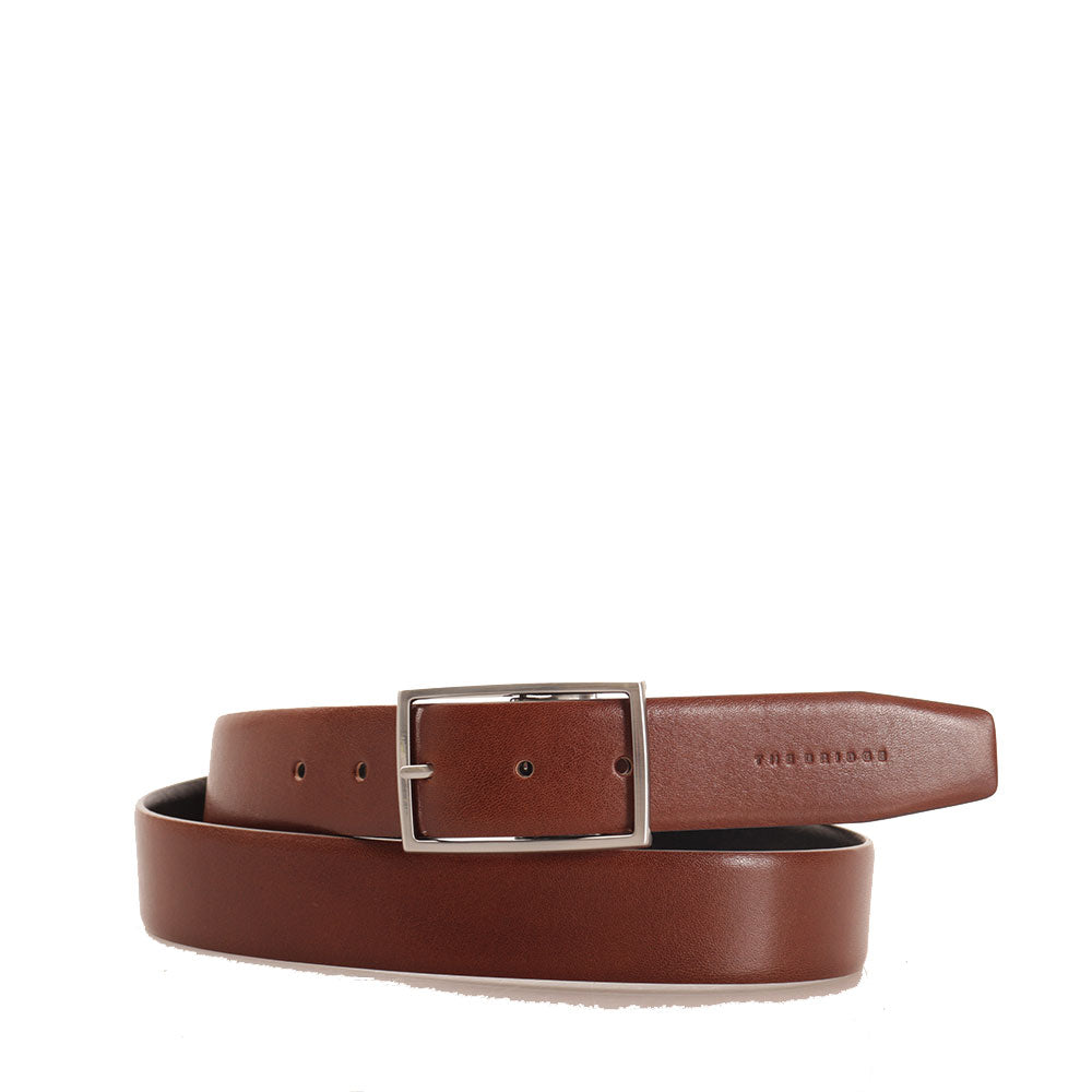 Double Face Herrengürtel THE BRIDGE aus braunem und schwarzem Leder 110 cm Brunelleschi-Linie