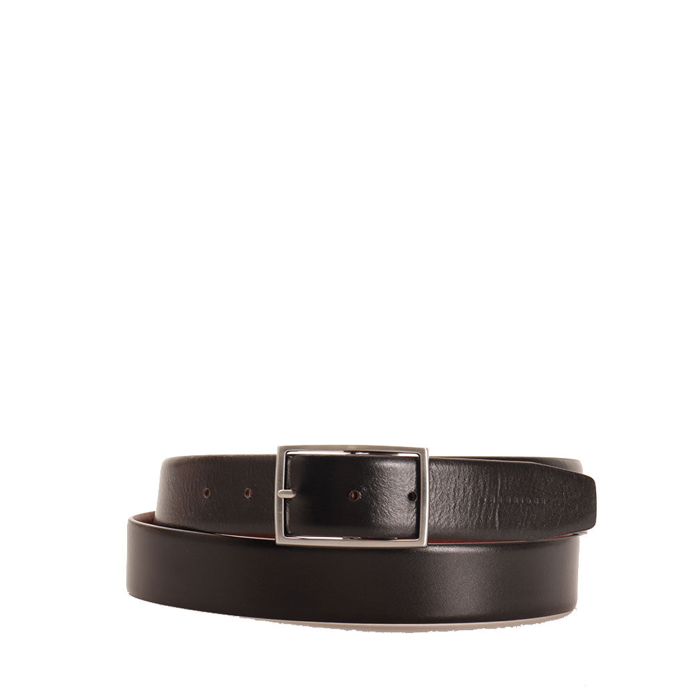 Double Face Herrengürtel THE BRIDGE aus braunem und schwarzem Leder 110 cm Brunelleschi-Linie
