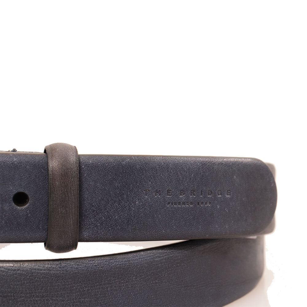 THE BRIDGE Herrengürtel Brunelleschi-Linie aus ultramarinblauem Harzleder 100 cm