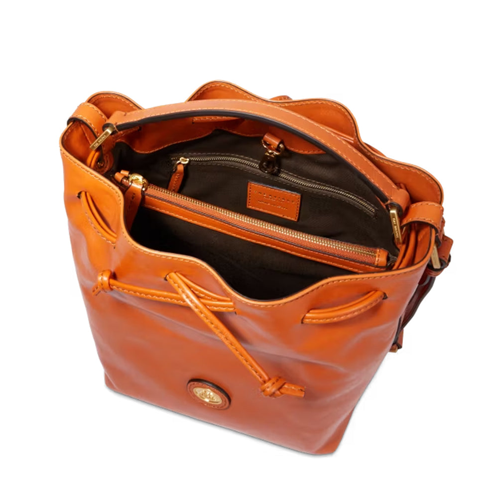 THE BRIDGE Damen-Beuteltasche aus orangefarbenem Leder der Story-Linie