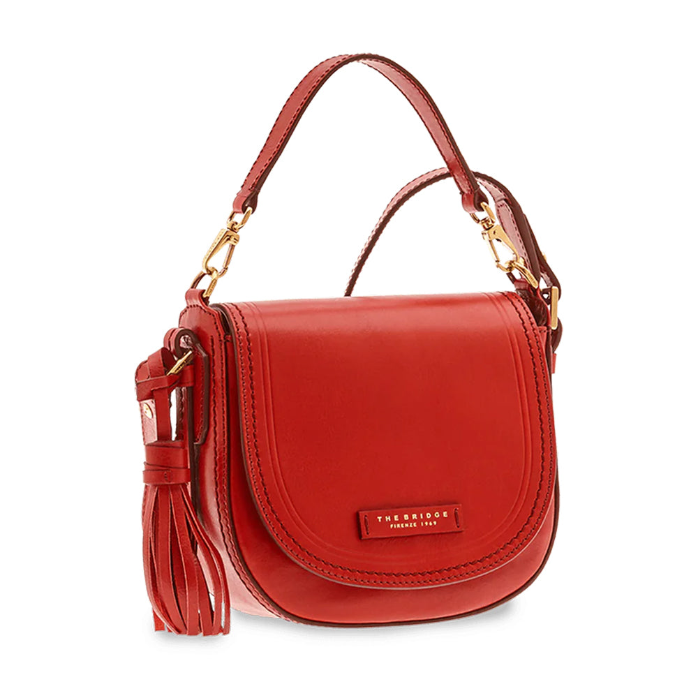 Borsa Donna Piccola a Mano con Tracolla THE BRIDGE linea Pearl District in Pelle Rossa