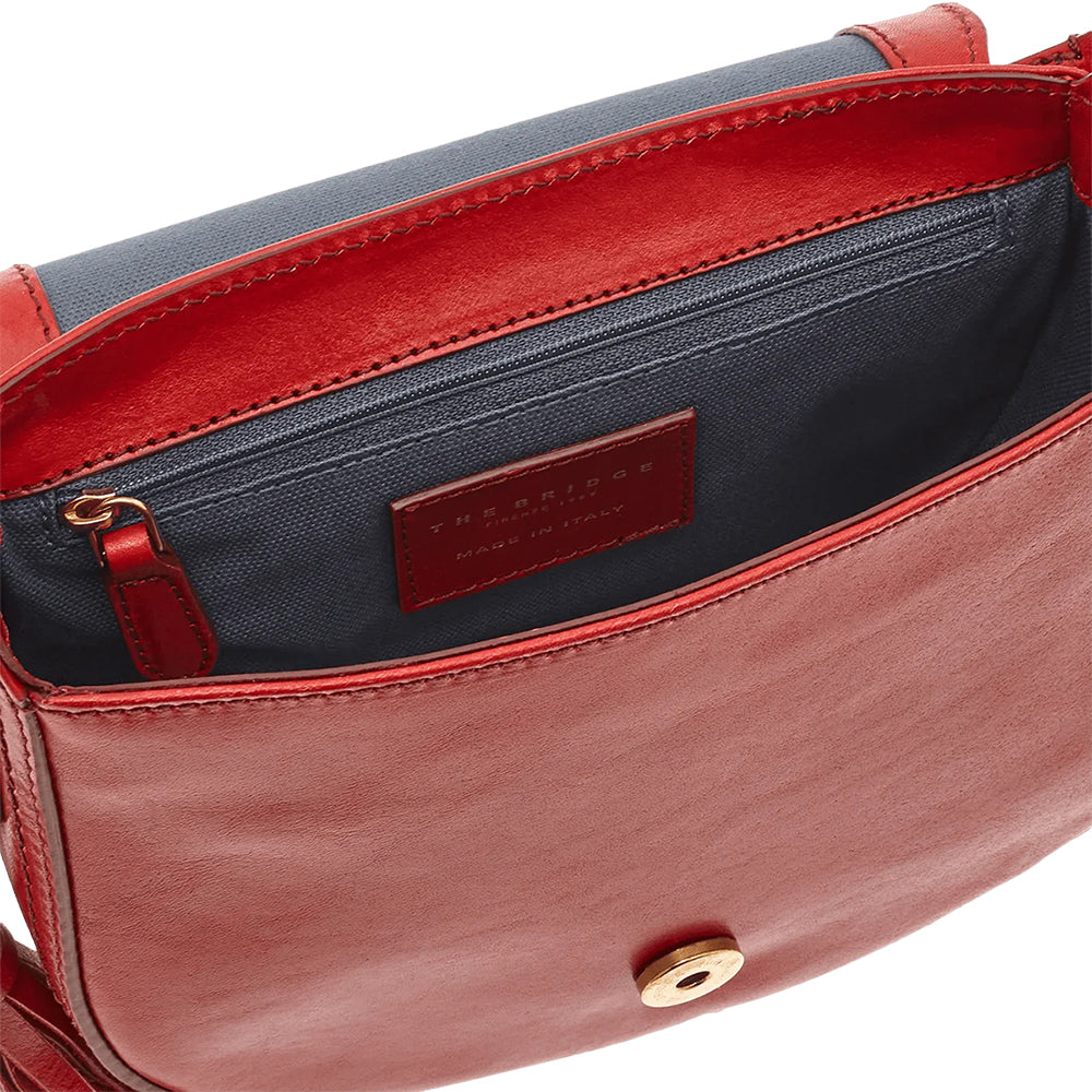 Borsa Donna Piccola a Mano con Tracolla THE BRIDGE linea Pearl District in Pelle Rossa