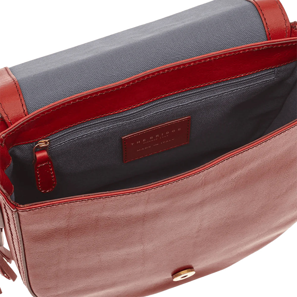 Borsa Donna a Mano con Tracolla THE BRIDGE linea Pearl District in Pelle Rossa