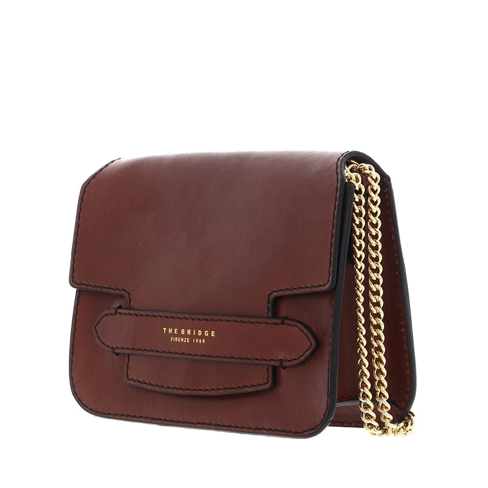 Borsa Donna Media a Spalla e Tracolla THE BRIDGE linea Lucrezia in Pelle Marrone