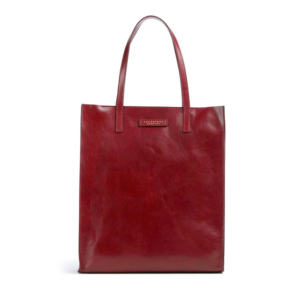 Shopping Bag Donna Verticale THE BRIDGE linea Mirra in Pelle Rosso Ribes