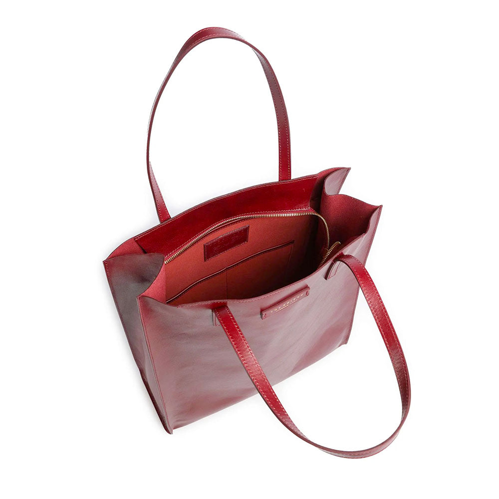 Shopping Bag Donna Verticale THE BRIDGE linea Mirra in Pelle Rosso Ribes