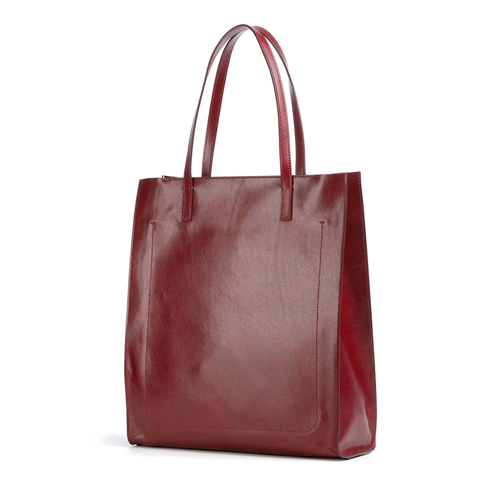 Shopping Bag Donna Verticale THE BRIDGE linea Mirra in Pelle Rosso Ribes
