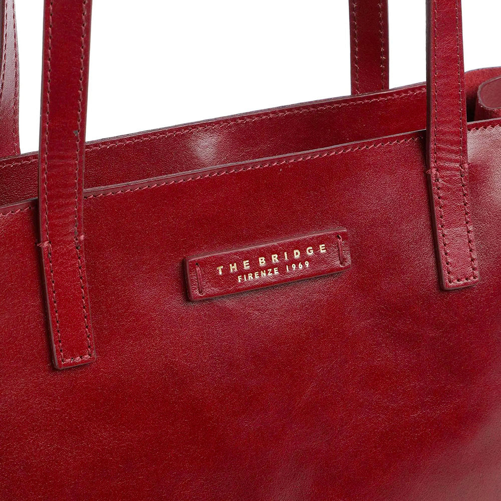 Shopping Bag Donna Verticale THE BRIDGE linea Mirra in Pelle Rosso Ribes