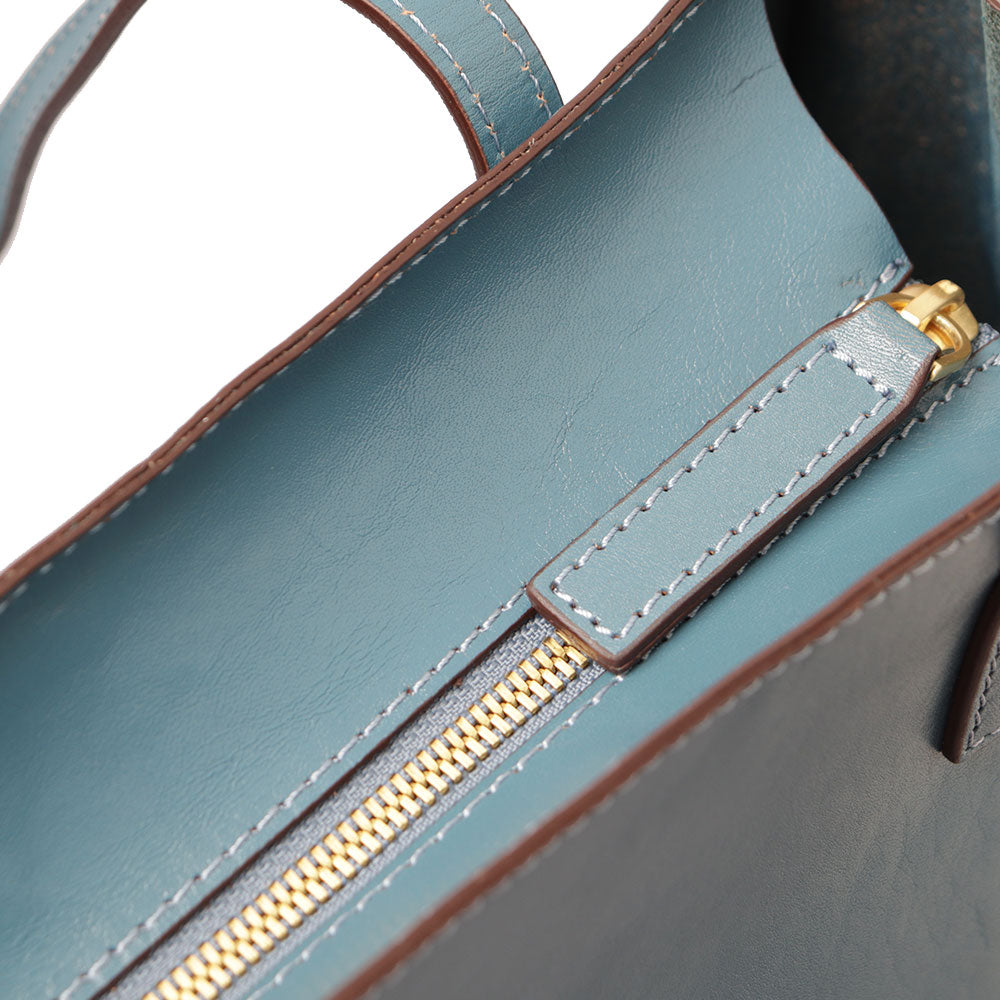 Borsa Donna Shopper Verticale THE BRIDGE linea Mirra in Pelle color Sky