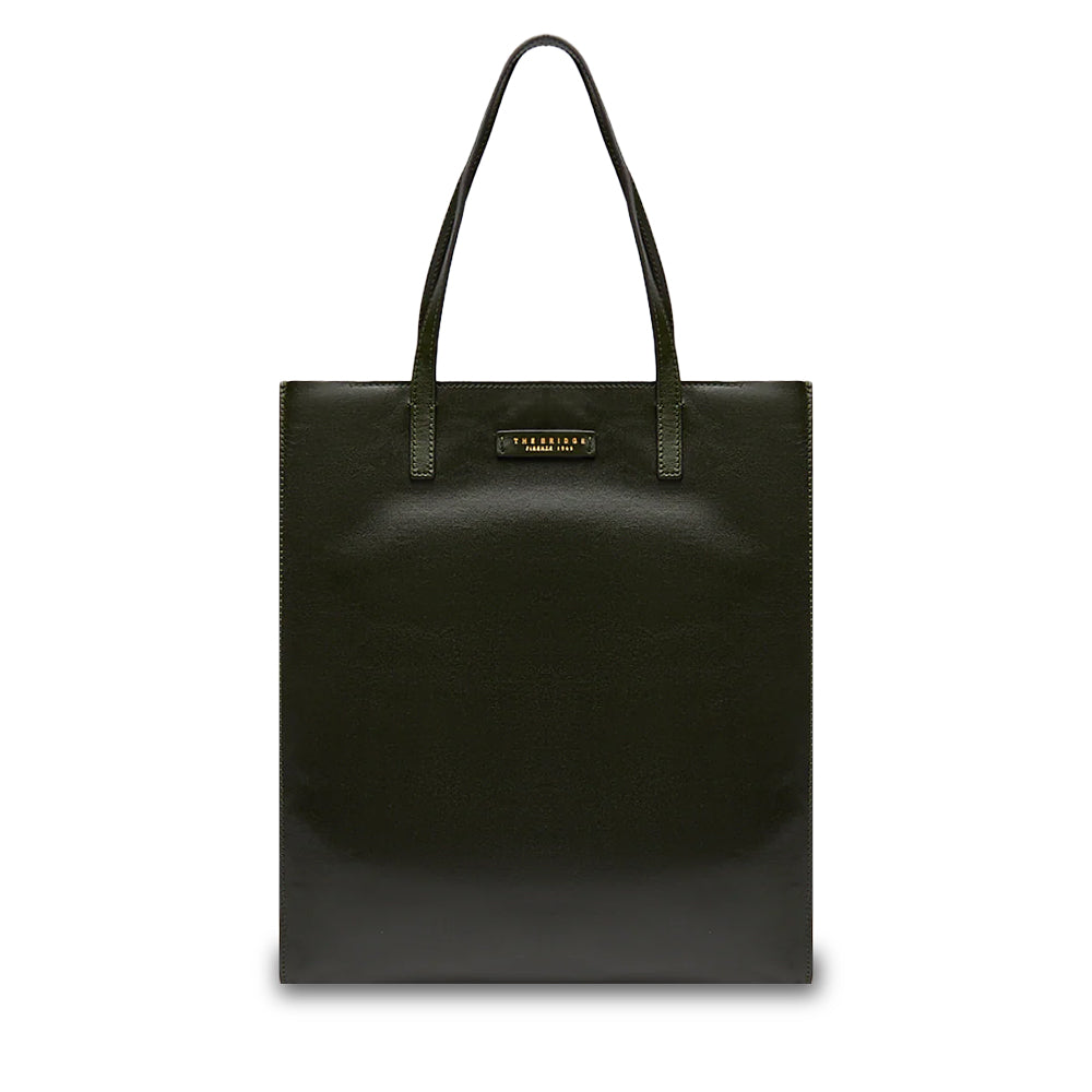 Shopping Bag Donna Verticale THE BRIDGE linea Mirra in Pelle Verde Tirolo