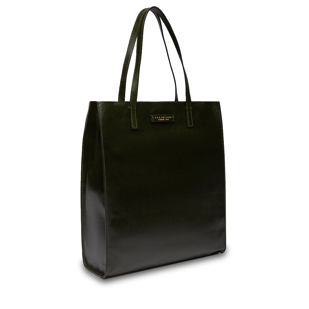 Shopping Bag Donna Verticale THE BRIDGE linea Mirra in Pelle Verde Tirolo