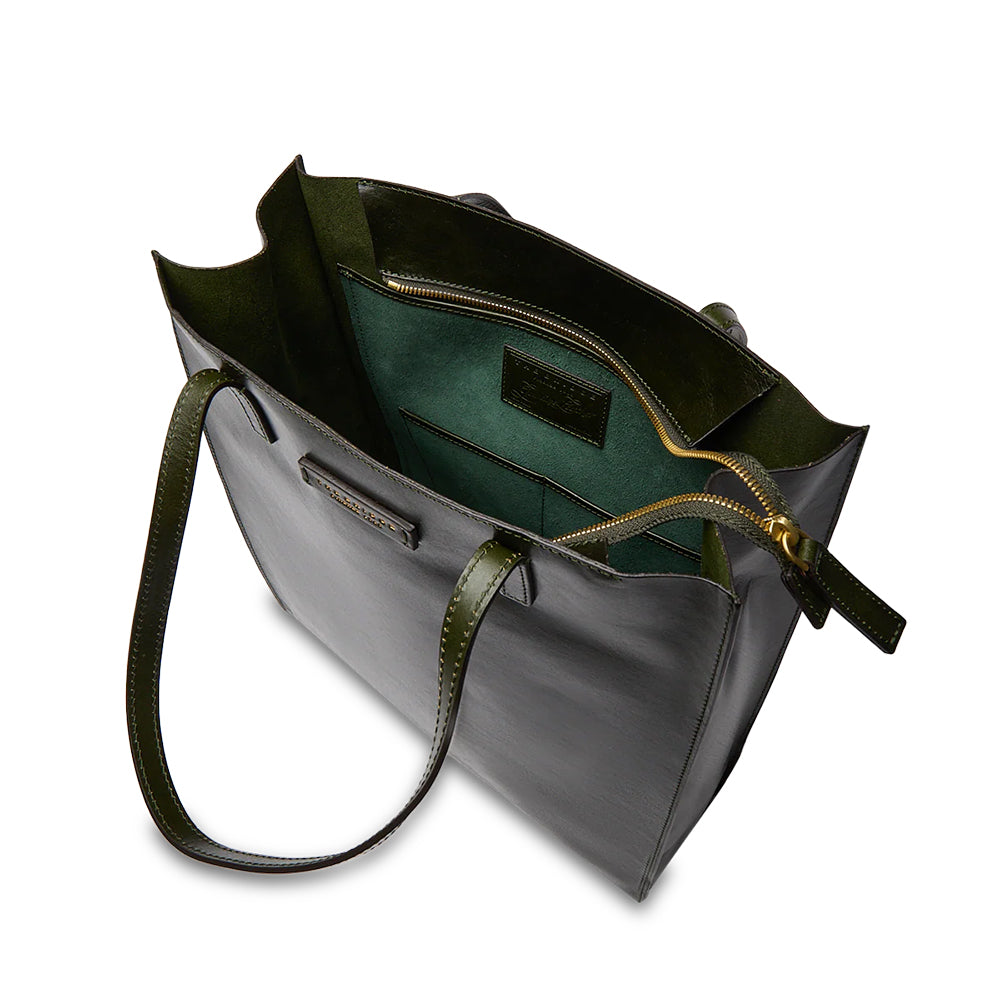 Shopping Bag Donna Verticale THE BRIDGE linea Mirra in Pelle Verde Tirolo