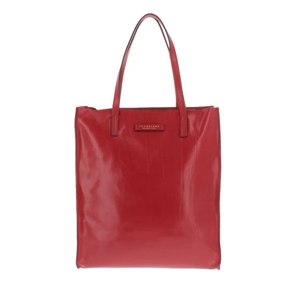 Borsa Donna Shopper Verticale THE BRIDGE linea Mirra in Pelle Rosso Flamenco