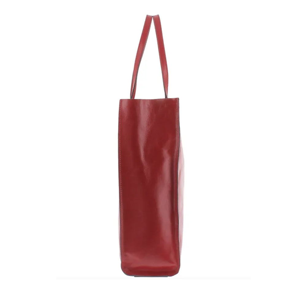 Borsa Donna Shopper Verticale THE BRIDGE linea Mirra in Pelle Rosso Flamenco