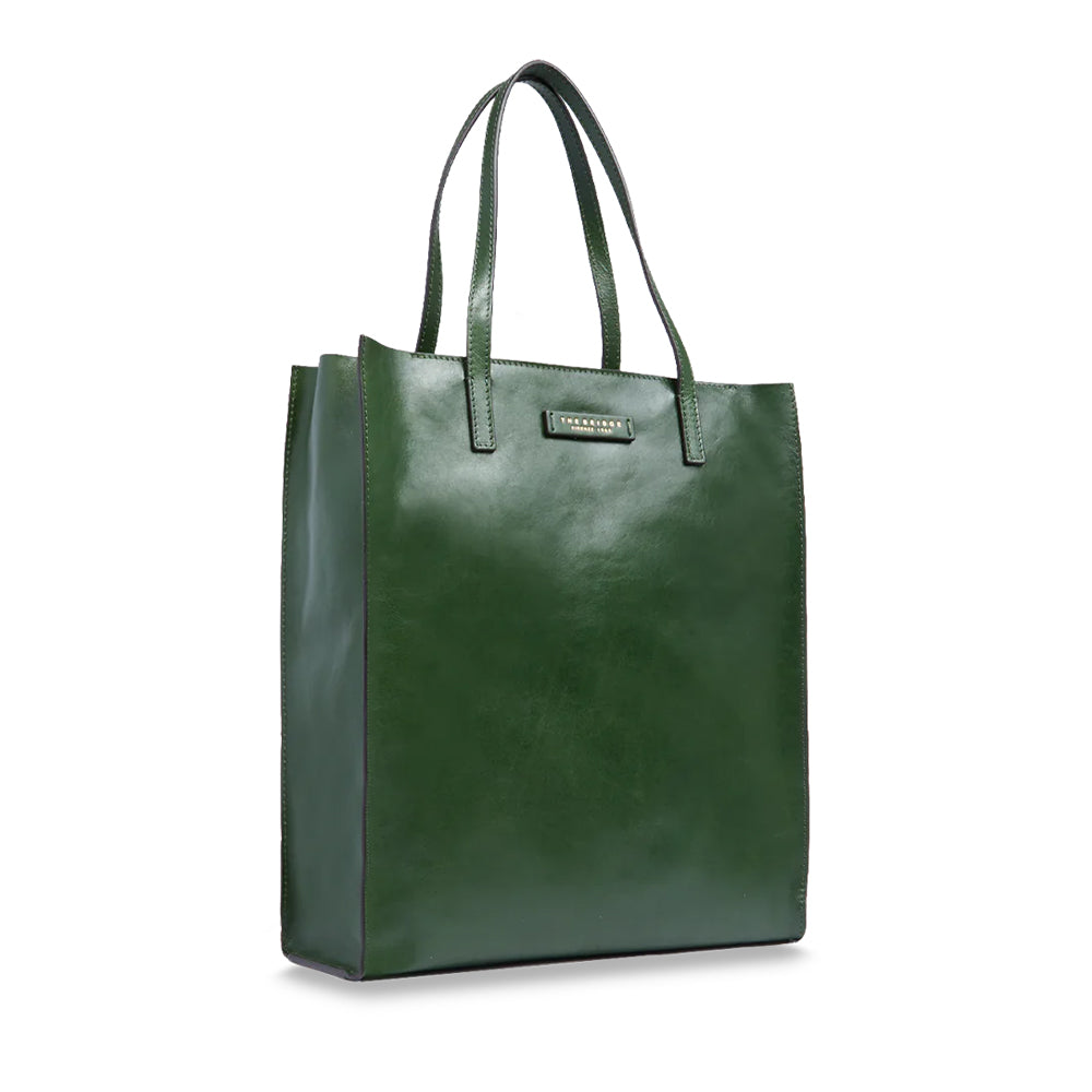 Borsa Donna Shopper Verticale THE BRIDGE linea Mirra in Pelle Verde Inglese